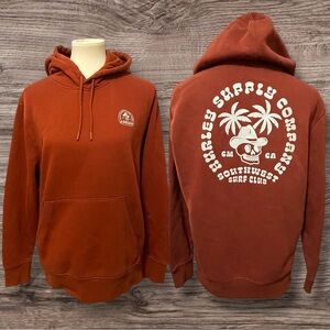 Hurley Supply Company Southwest Surf Club Cowboy Skull Sweatshirt Hoodie Rust SM